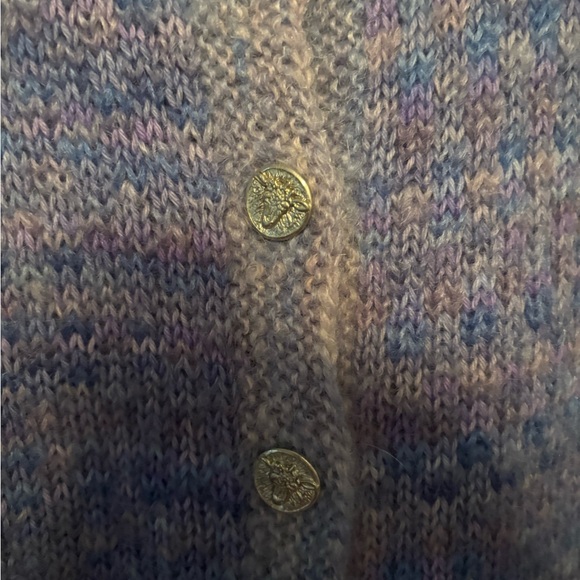 Vintage Made in Canada Freda Condon Purple Wool Handmade Knit Cardigan Large - Picture 8 of 9